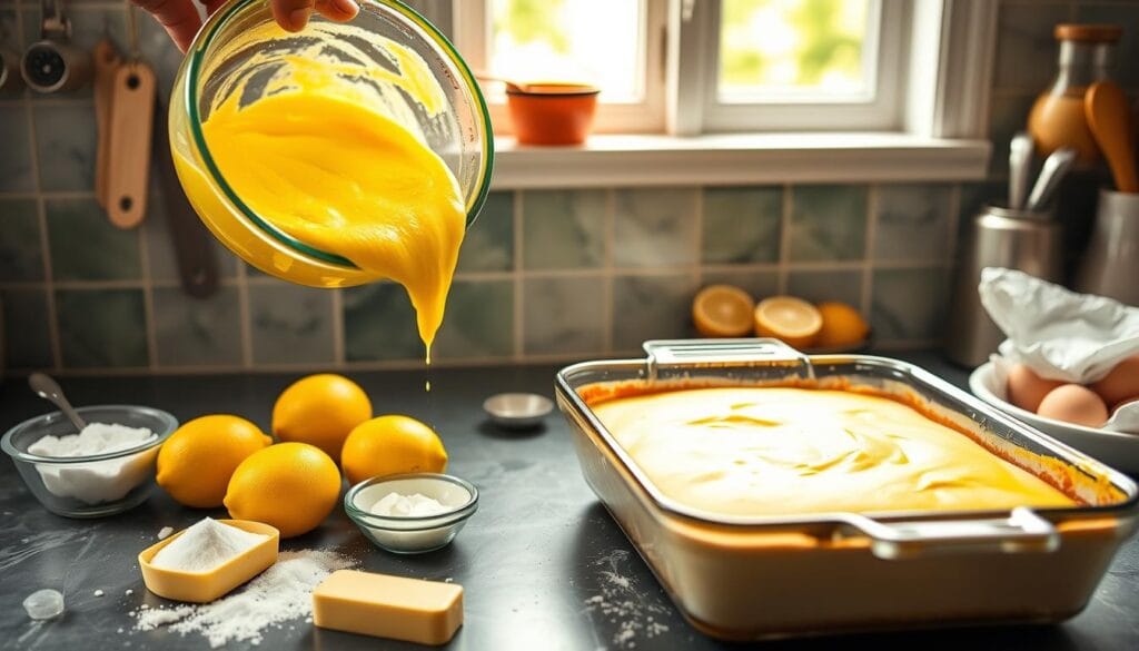 Lemon Dump Cake Baking Process