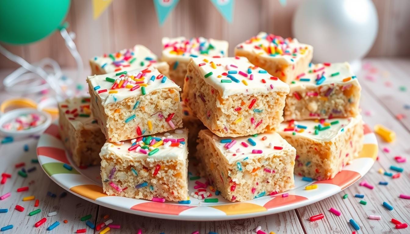 no bake birthday cake bars recipe