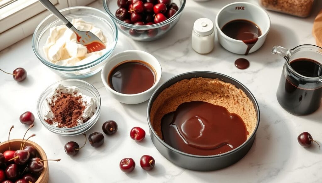 Chocolate Cherry Cheesecake Preparation