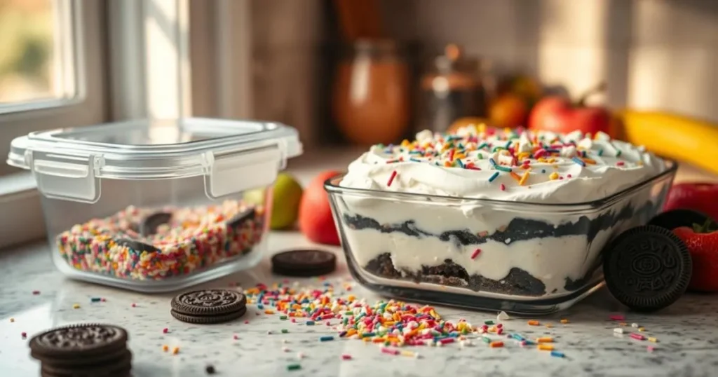 no-bake funfetti Oreo icebox cake