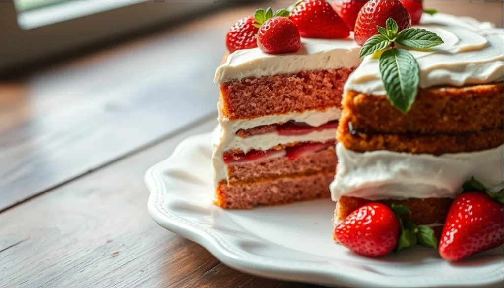 Strawberry Cake with Cream Cheese icing