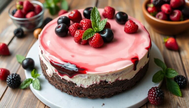 no-bake black forest berry cheesecake