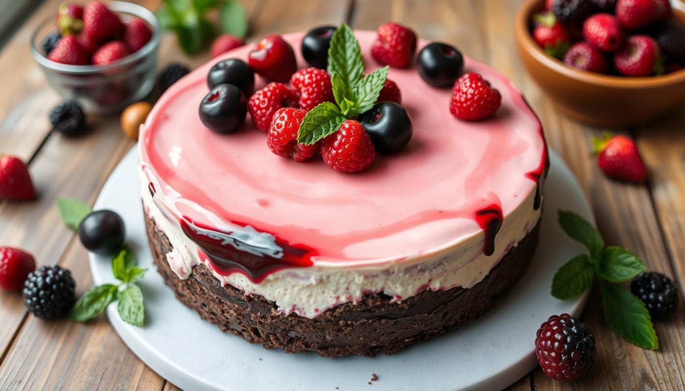 no-bake black forest berry cheesecake