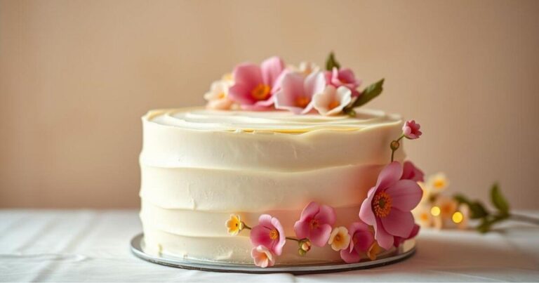 vanilla cakes with buttercream flowers