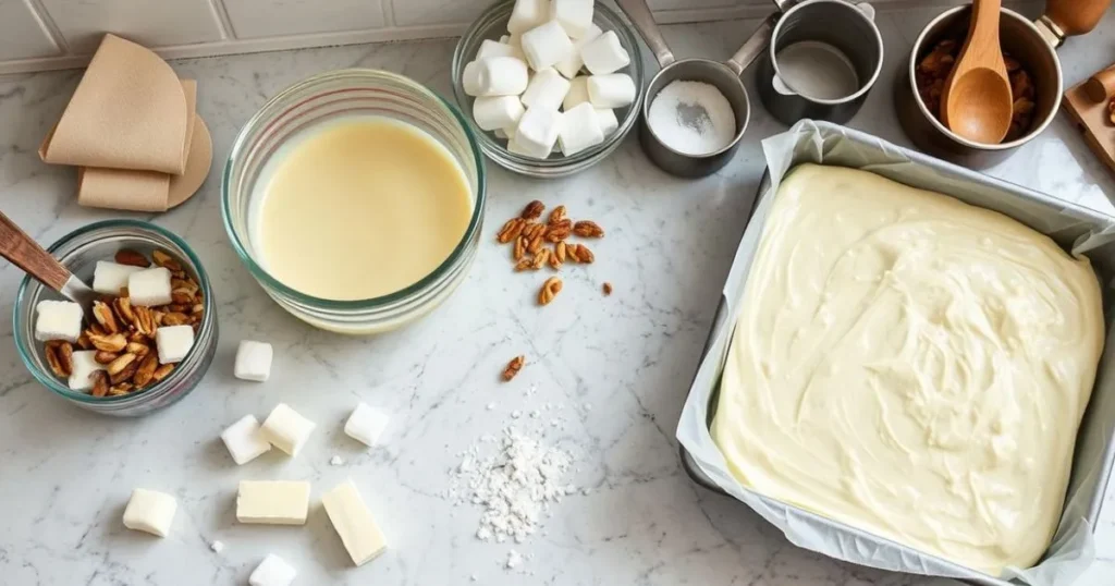 white chocolate rocky road fudge