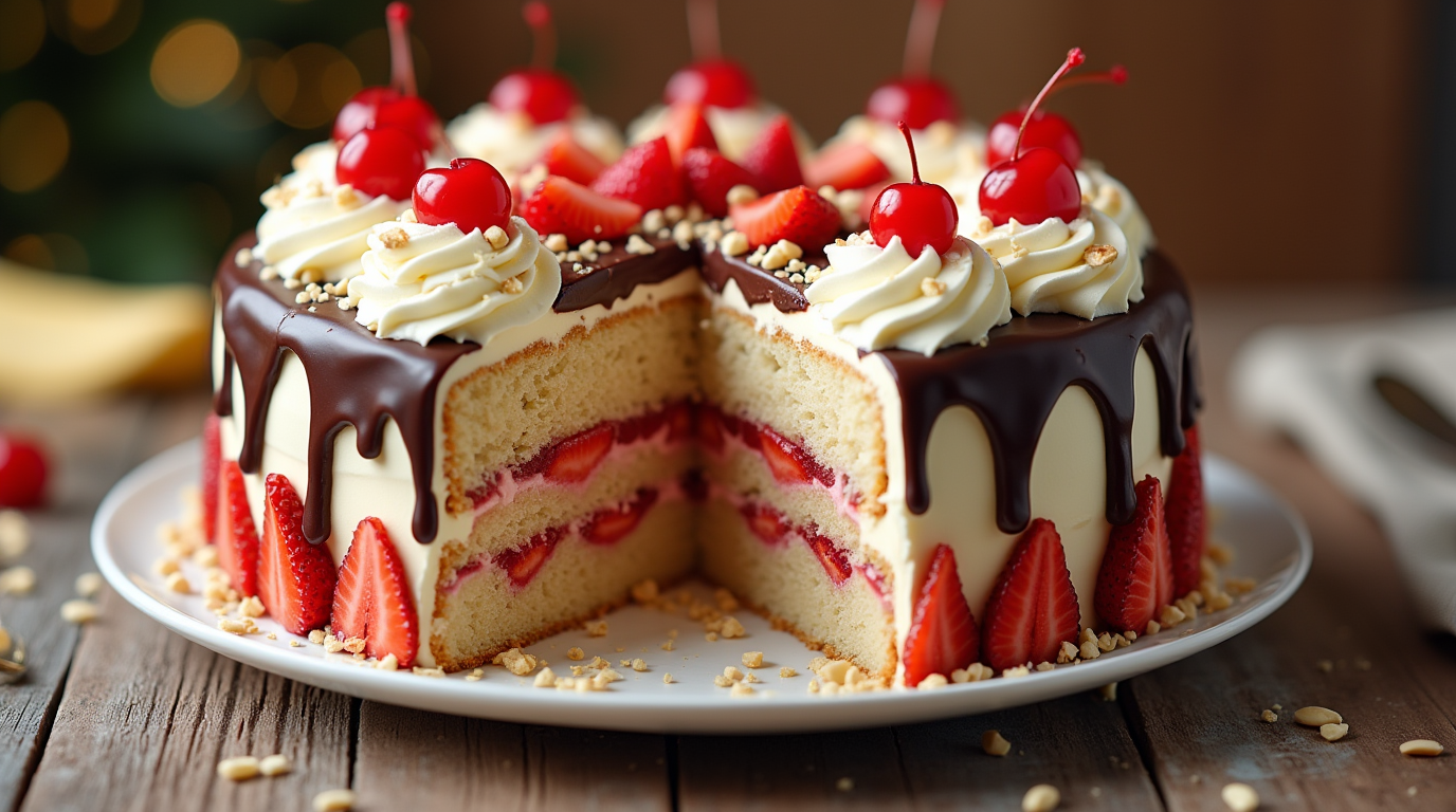 strawberry banana split cake