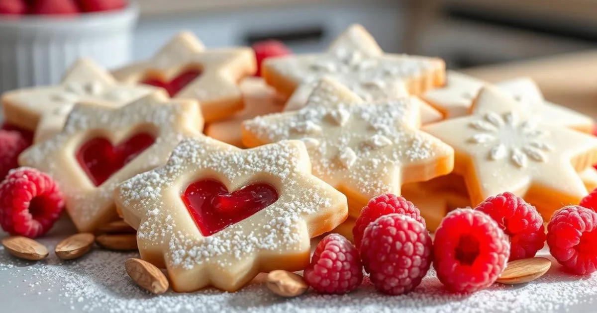 Raspberry Almond Linzer Cookies