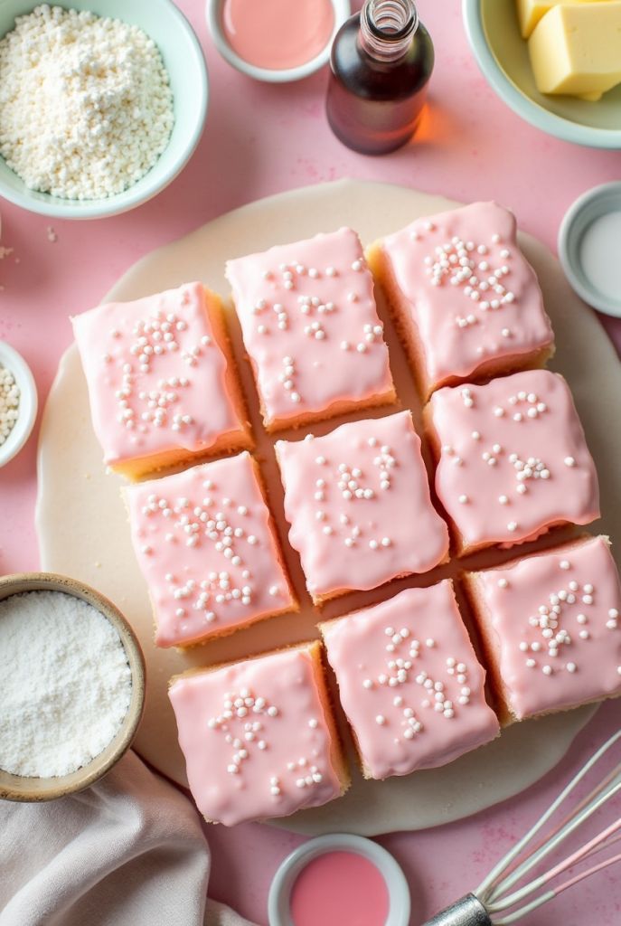 Pink Vanilla Cake Squares Ingredients
